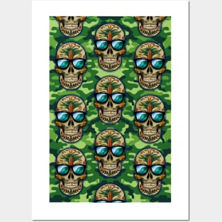 camo skulls Posters and Art